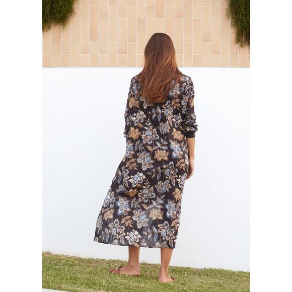 Maye Dress Women XS Brown Issa Zingara Paisley Print Long Sleeve Midi Shirtdress - Picture 2 of 9